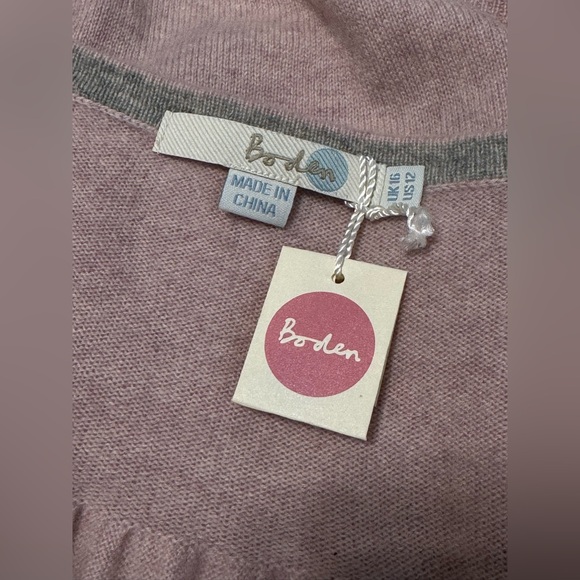 NWT Boden Cashmere Crop Sweater Pale‎ Pink Women’s Size 12 - Picture 3 of 8